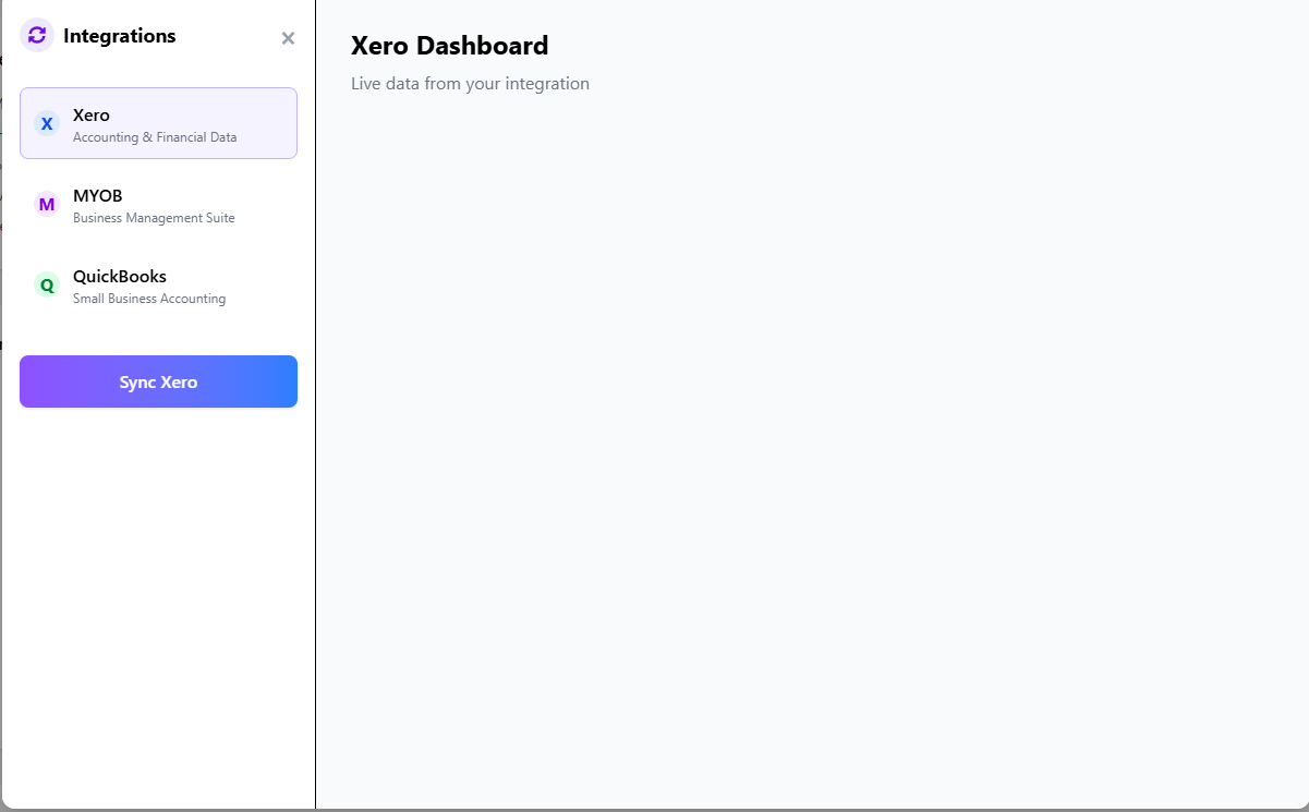 Integrations, Delivery Provider Settings, and Data Sync Reporting screenshot