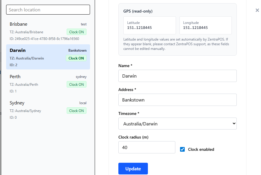 Purchase Orders, Suppliers, Supplier Payments, and Store Locations screenshot
