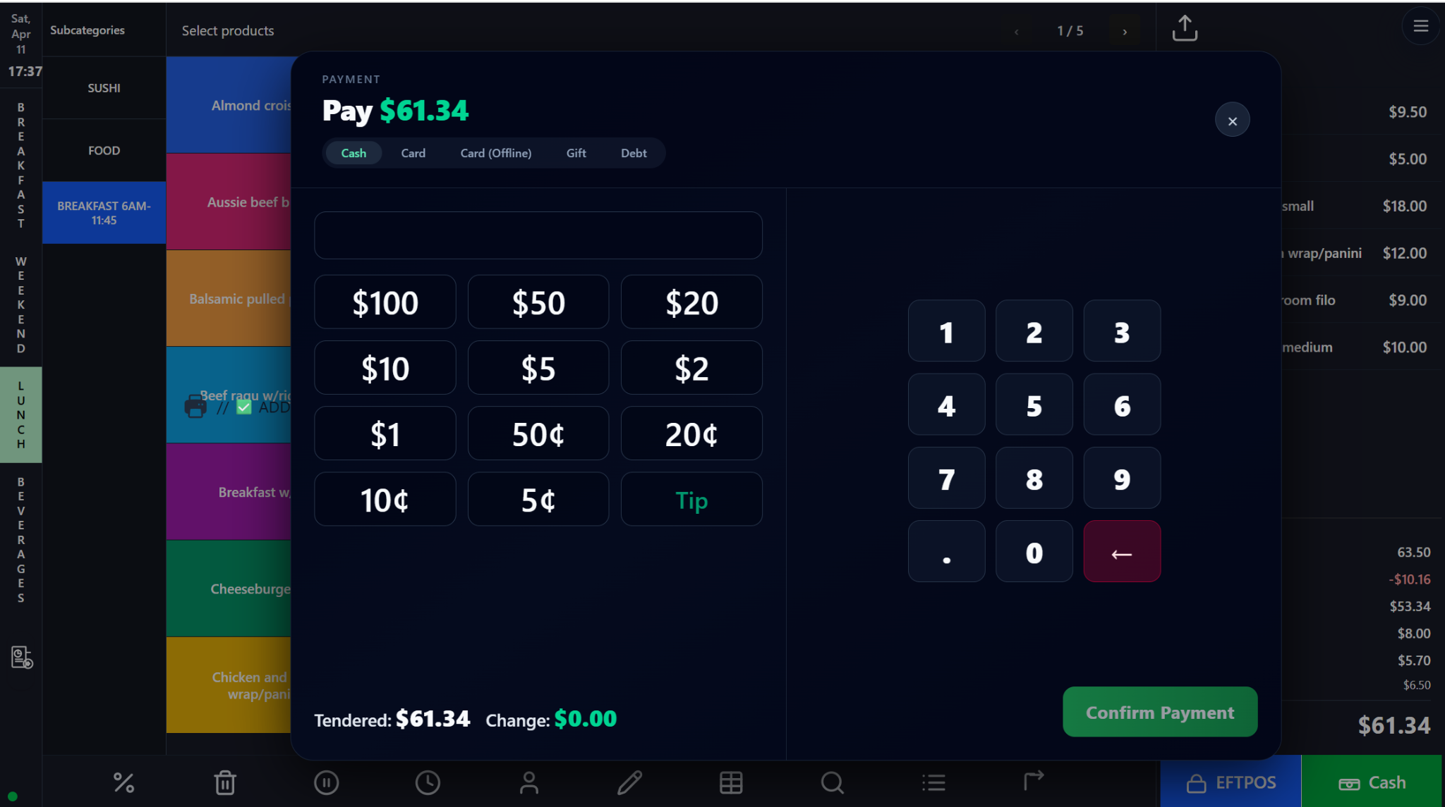 Payments, Refunds, Reprints, and Split Bills screenshot