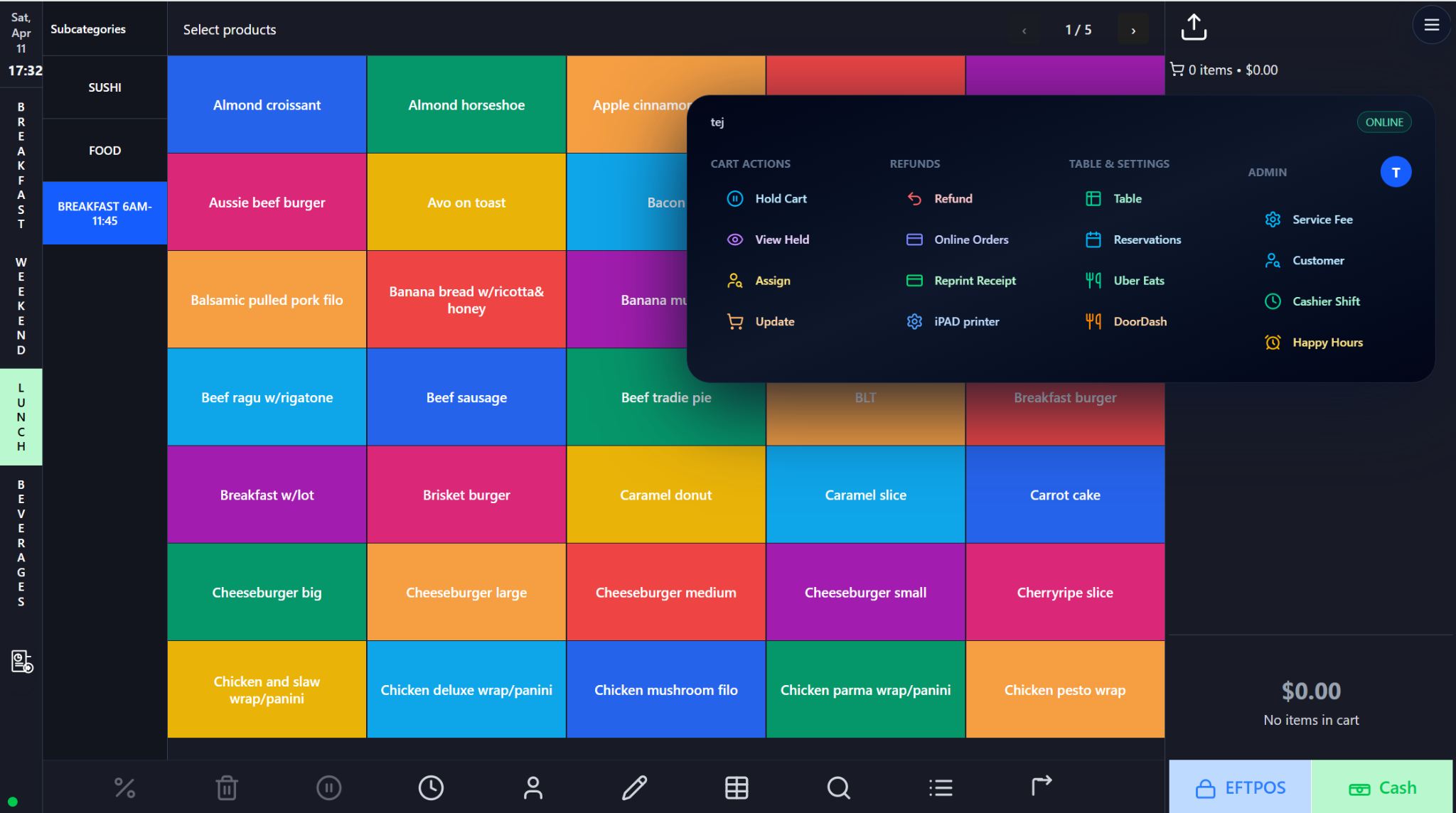 Quick Actions Menu screenshot