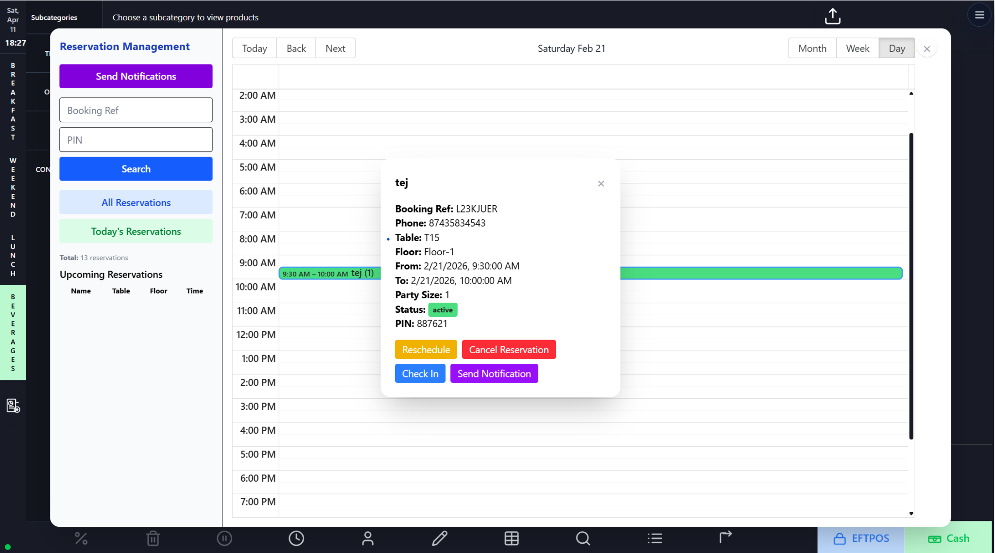 Tables, Merged Tables, Reservations, and Online Table Booking screenshot