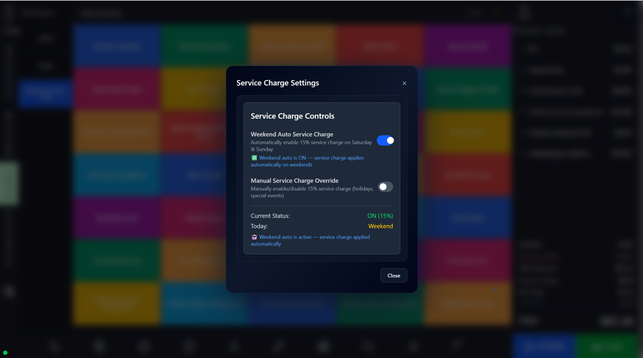Product Search, Cart Editing, Customization, Service Charge, Discounts, and Happy Hours screenshot